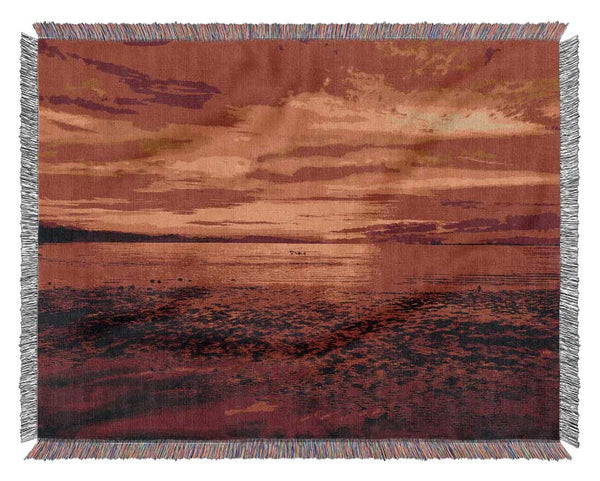 The Pebbled Beach Red Woven Blanket