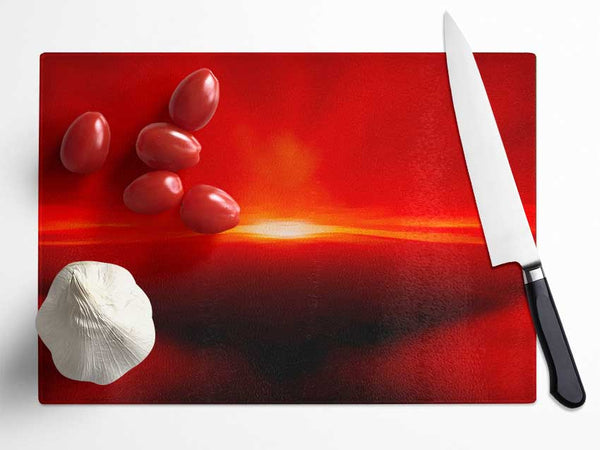 Red Abstract Sunblaze Glass Chopping Board