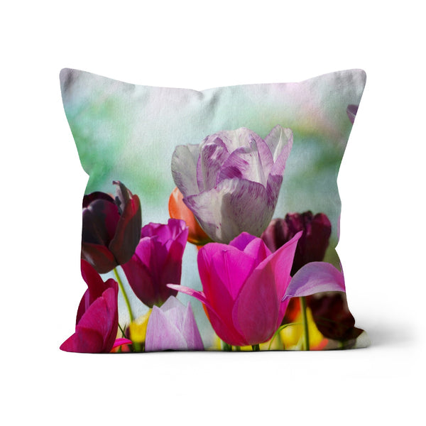 Colourful Tulips Flowers Cushion