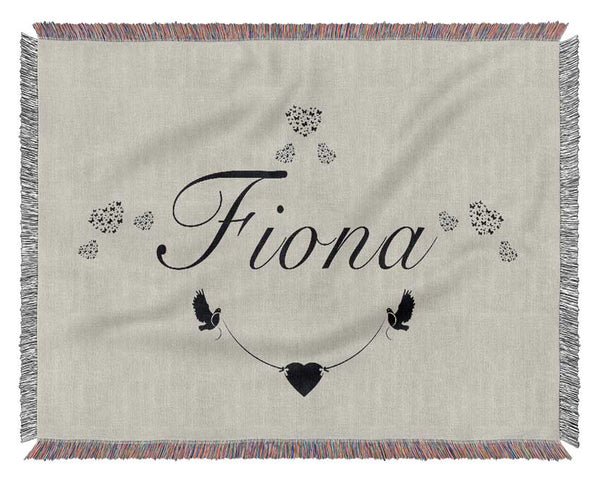 Your Name In Hearts Grey Woven Blanket
