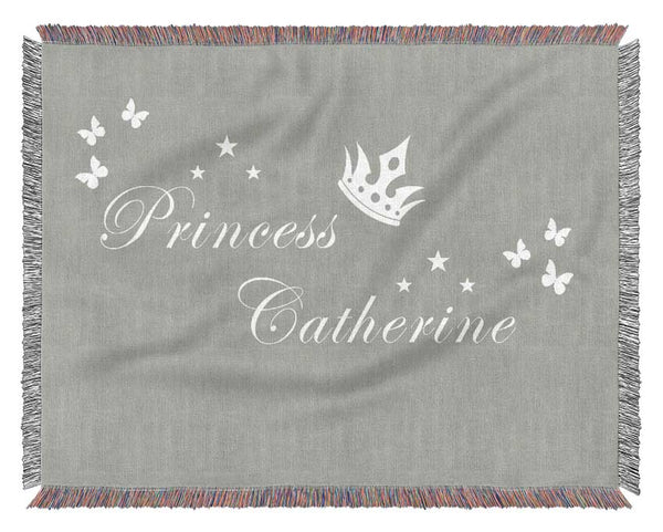 Your Own Name Princess 2 Grey White Woven Blanket