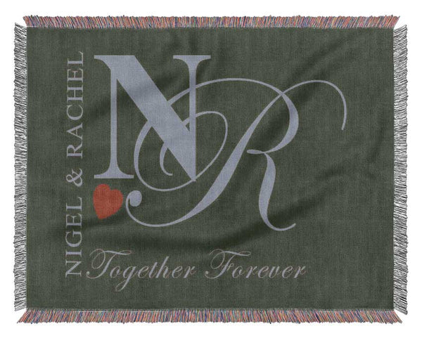 Your Names And Initials Together Forever Chocolate Woven Blanket