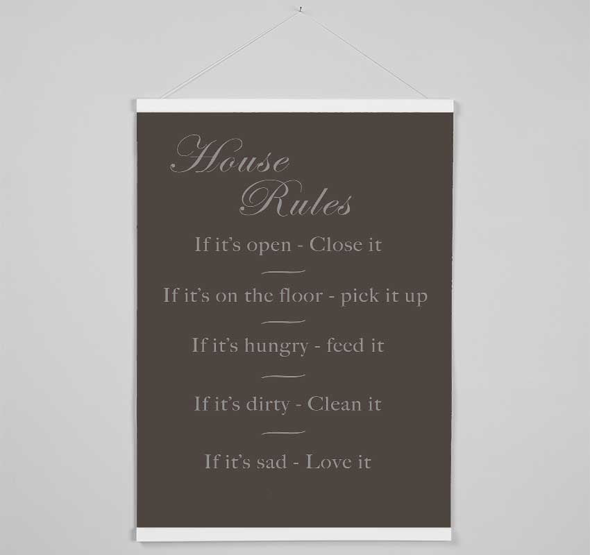 Family Quote House Rules 2 Chocolate Hanging Poster - Wallart-Direct UK