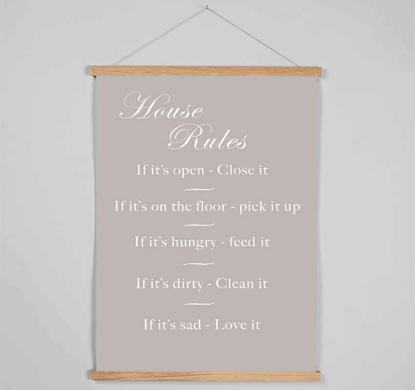 Family Quote House Rules 2 Beige Hanging Poster - Wallart-Direct UK