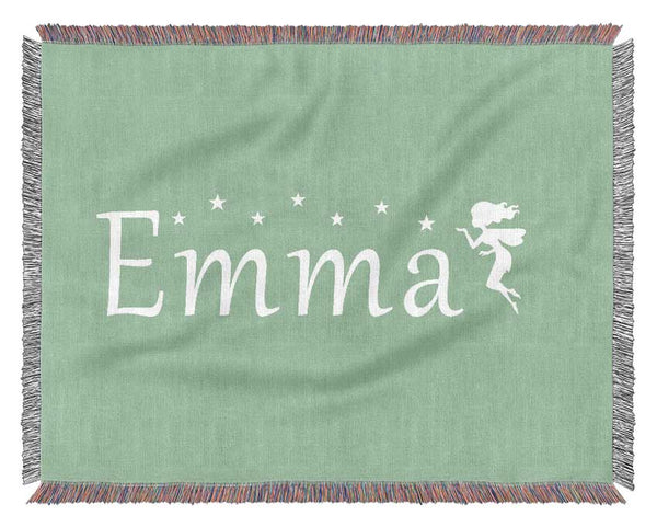 Your Name In Fairy Dust Green Woven Blanket