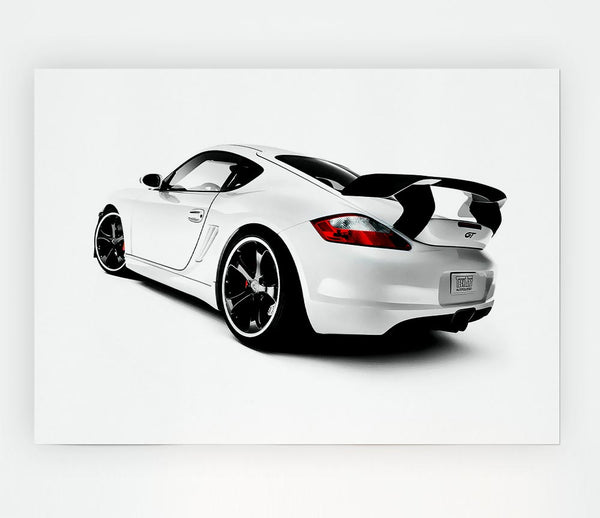 White Porsche Gt Rear Print Poster Wall Art