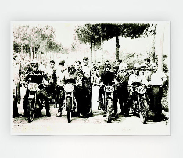 Vintage Motorcross Before The Gun Print Poster Wall Art