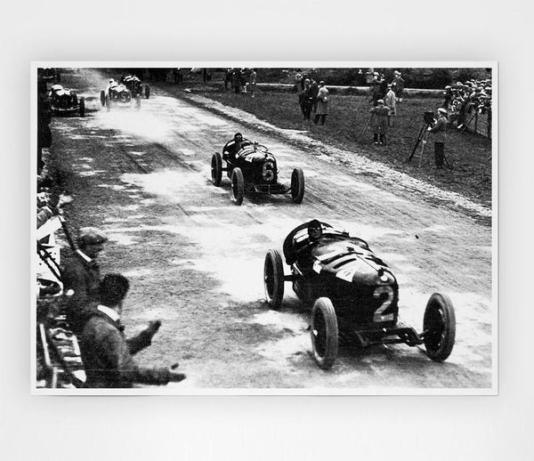 Vintage Formula One Crowd Print Poster Wall Art