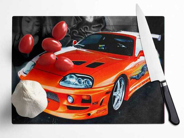 Toyota Supra Fast And The Furious Glass Chopping Board