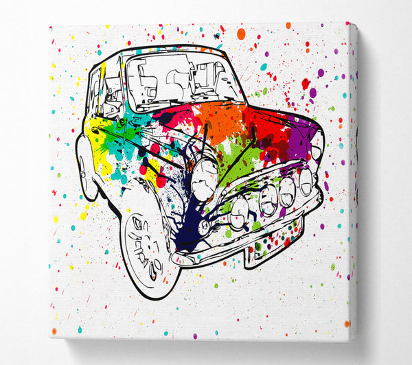 A Square Canvas Print Showing Mini Rainbow Paint Splat Square Wall Art