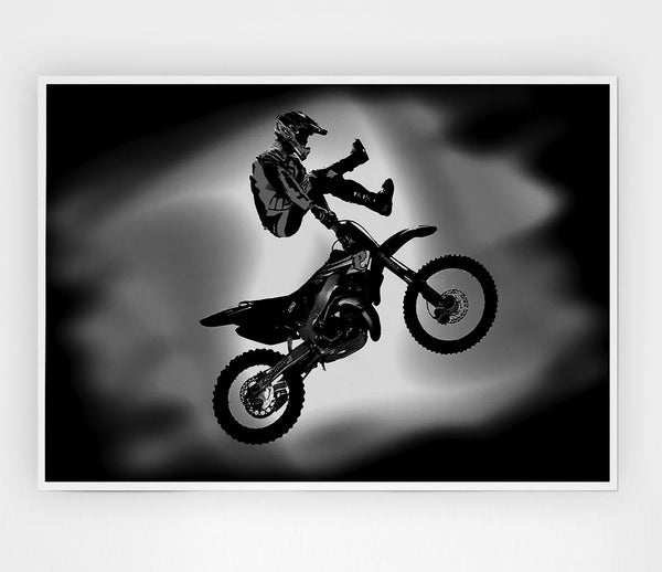 Free Style Motorcross B N W Print Poster Wall Art