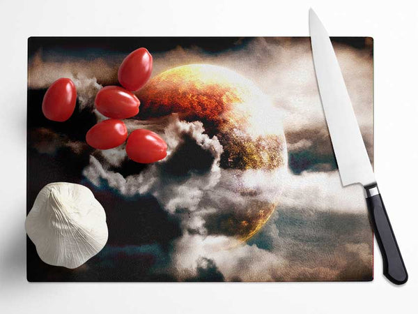 Planet In The Clouds Glass Chopping Board