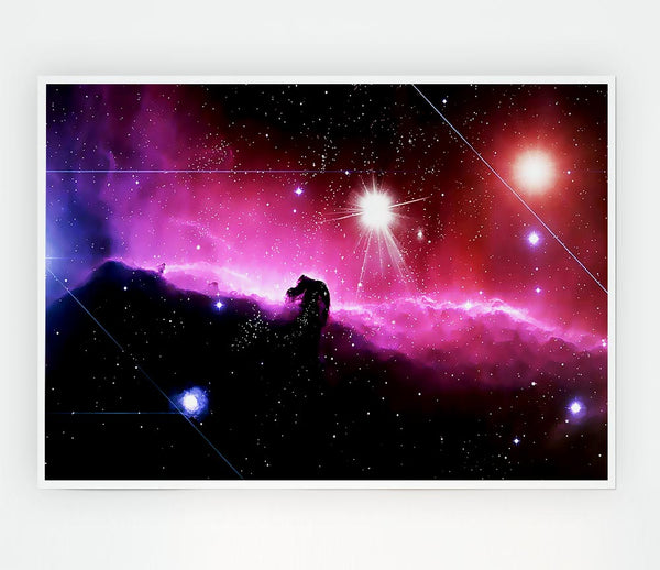 Horsehead Nebula With Shooting Stars Print Poster Wall Art