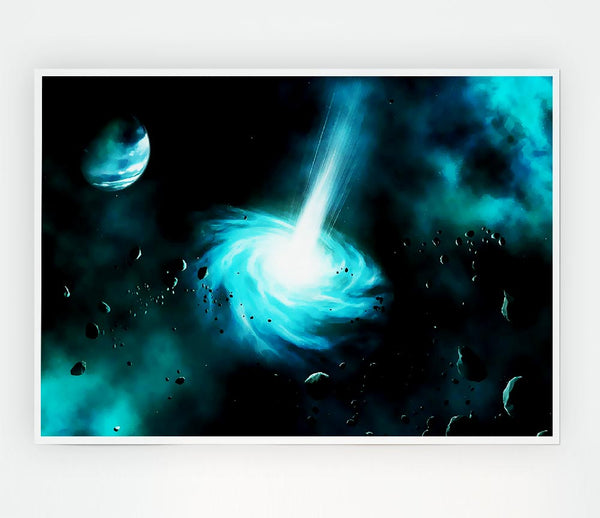 Green Star Explosion Print Poster Wall Art