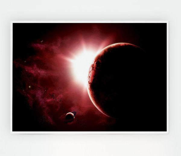 Eclipse Of The Red Planet Print Poster Wall Art