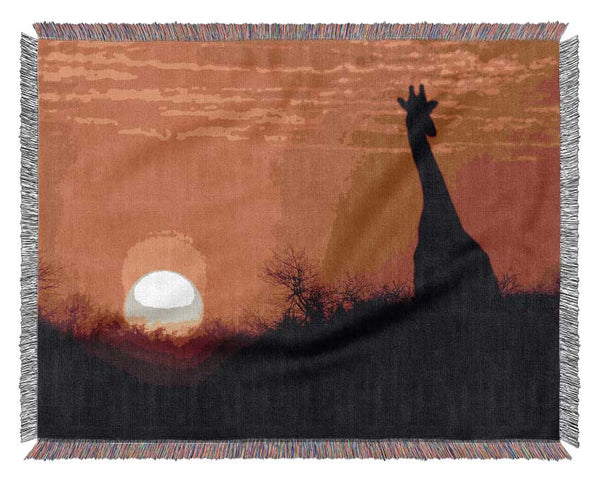 African Sunset Giraffe Woven Blanket