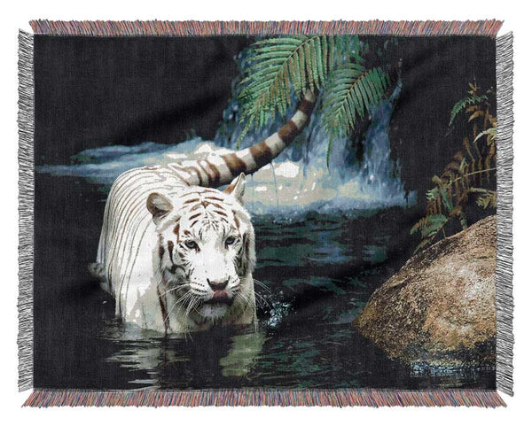 White Tiger Beautiful Woven Blanket
