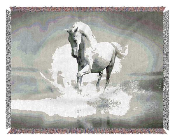 White Water Horse Woven Blanket