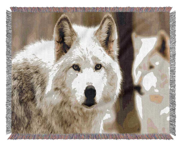 White Wolf Woven Blanket