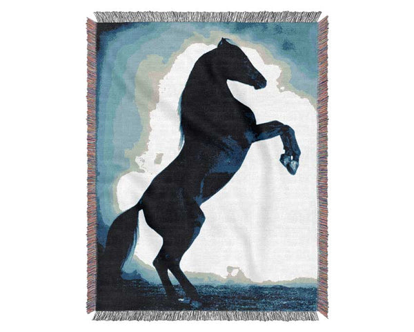 Wild Stallion In The Moonlight Woven Blanket