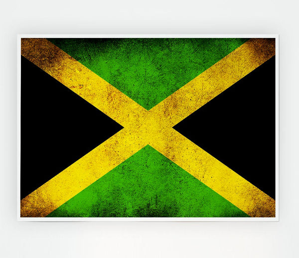 Jamaican Grunge Flag Print Poster Wall Art