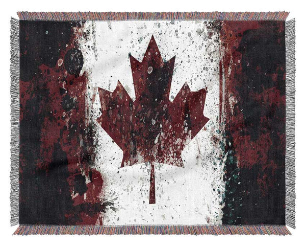 Canadian Grunge Flag Woven Blanket