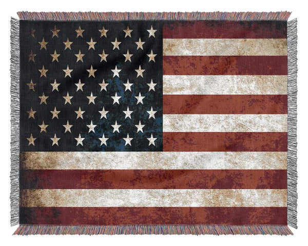 Grunge Flag Of America Woven Blanket