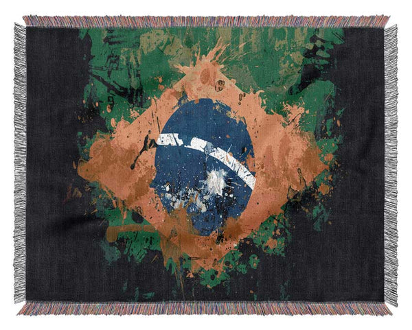 Brazilian Flag Grunge Woven Blanket