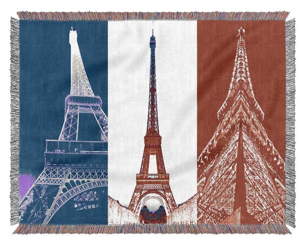Eiffel Tower French Colours Woven Blanket