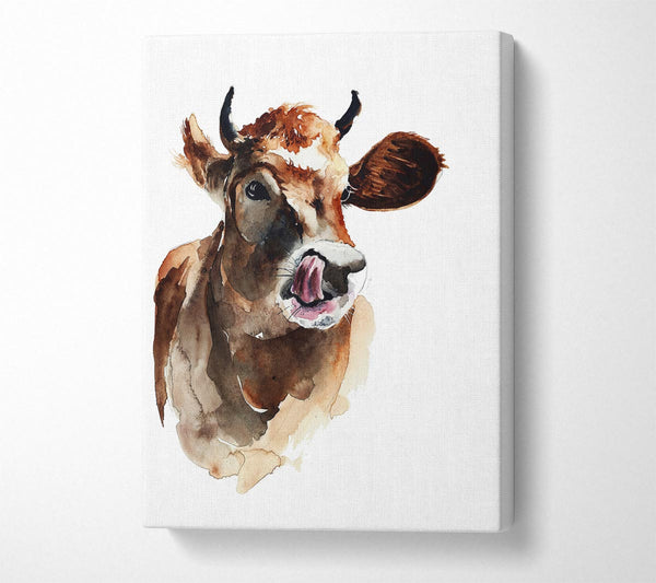 Picture of Cow Licking Good Canvas Print Wall Art
