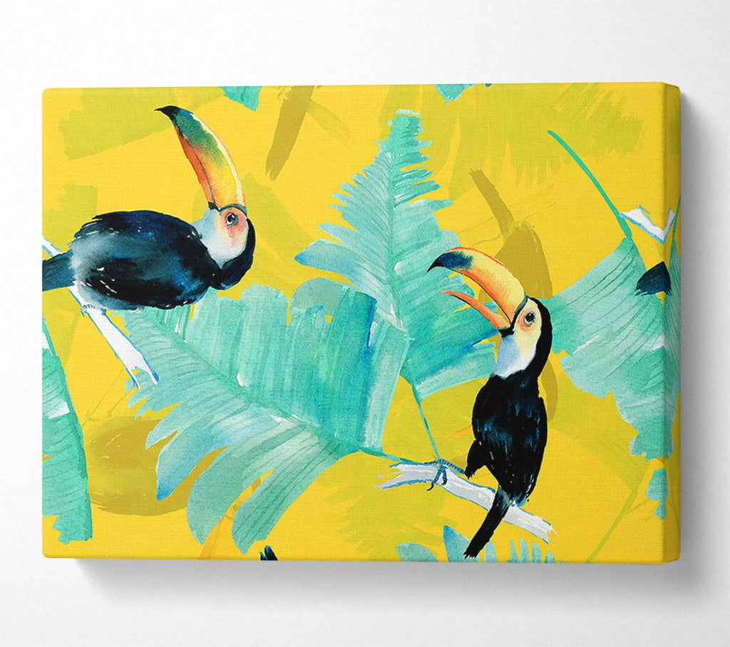 Picture of Toucan Palm Leaves Canvas Print Wall Art