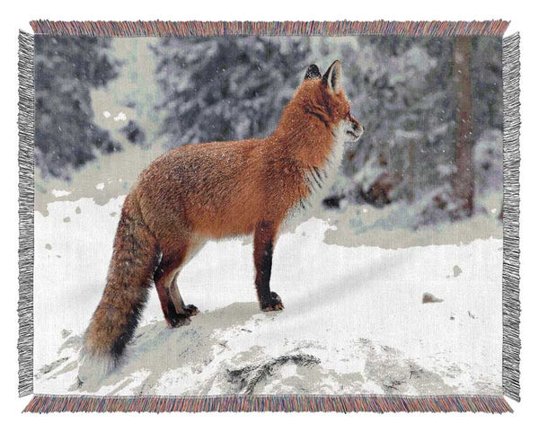 Winter Snow Fox Woven Blanket
