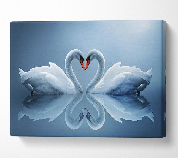 Picture of Heart shaped Swans Canvas Print Wall Art