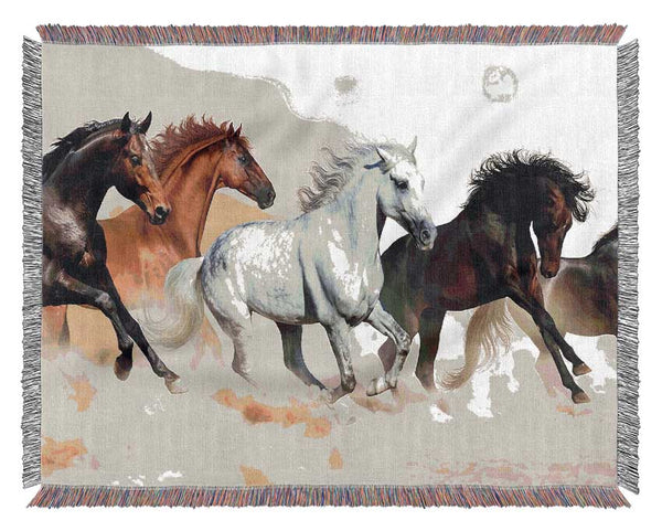 Wild Stallion Horse Desert Woven Blanket