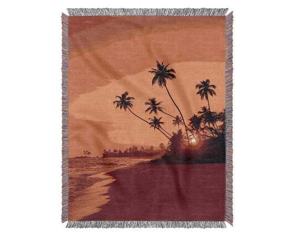 As The Sun Sets Under The Palm Trees Woven Blanket