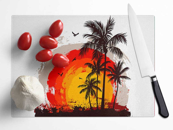 Impressionist Palm Tree Sun Glass Chopping Board