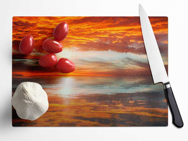Reflections Of A Sunset Sky Glass Chopping Board