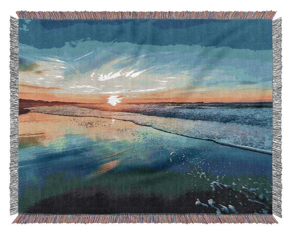 Turquoise Ocean Swell Woven Blanket