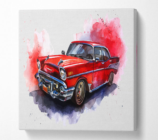 A Square Canvas Print Showing Chevrolet 1950's Classic Square Wall Art
