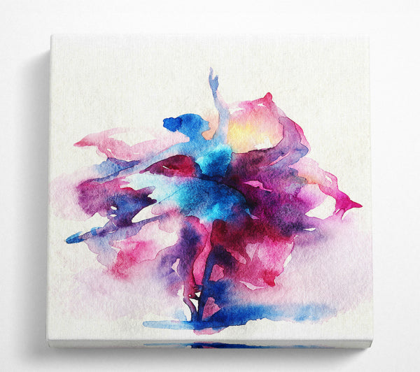 A Square Canvas Print Showing Blue Pink Ballerina 7 Square Wall Art