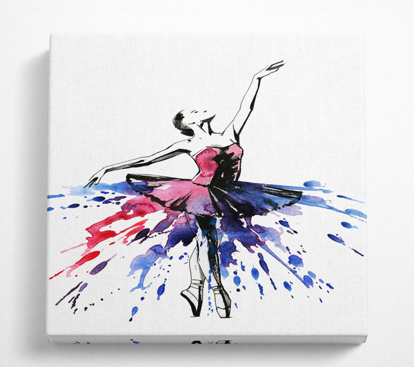 A Square Canvas Print Showing Blue Pink Ballerina 8 Square Wall Art