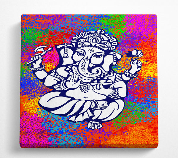 A Square Canvas Print Showing Hindu God Ganesha 8 Square Wall Art