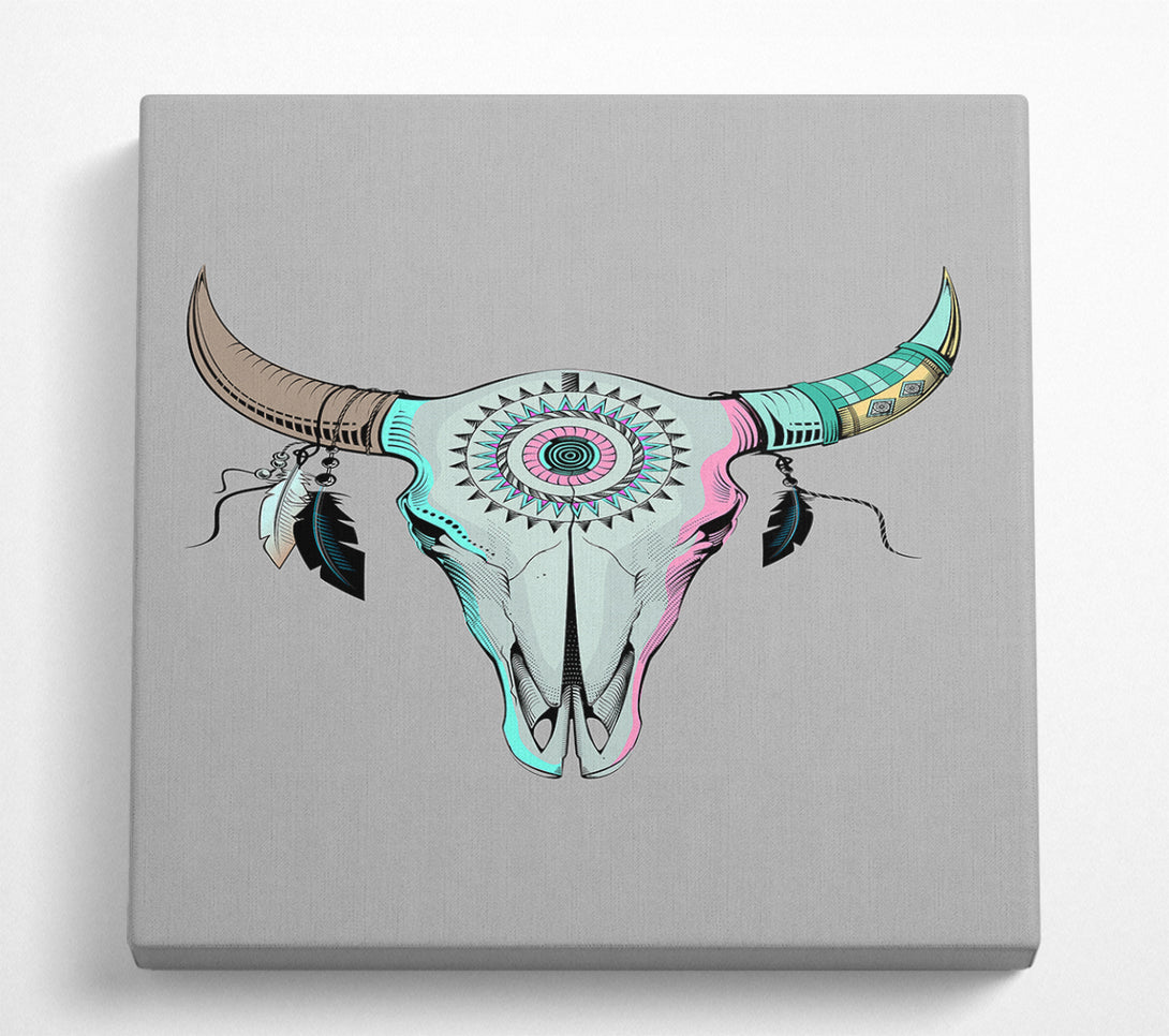 A Square Canvas Print Showing Red Indian Goats Head Square Wall Art