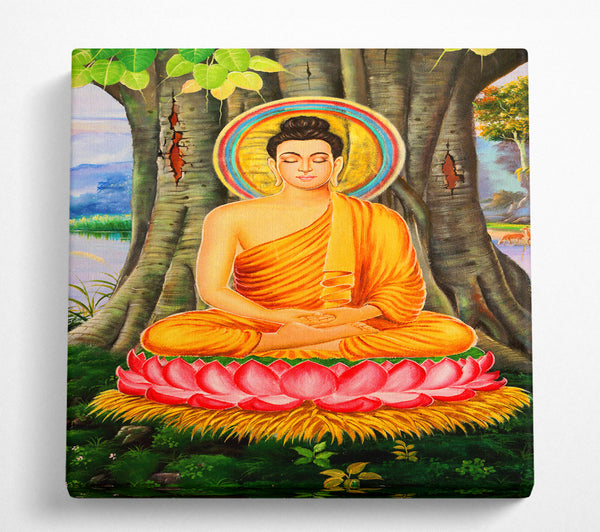 A Square Canvas Print Showing Buddha 3 Square Wall Art