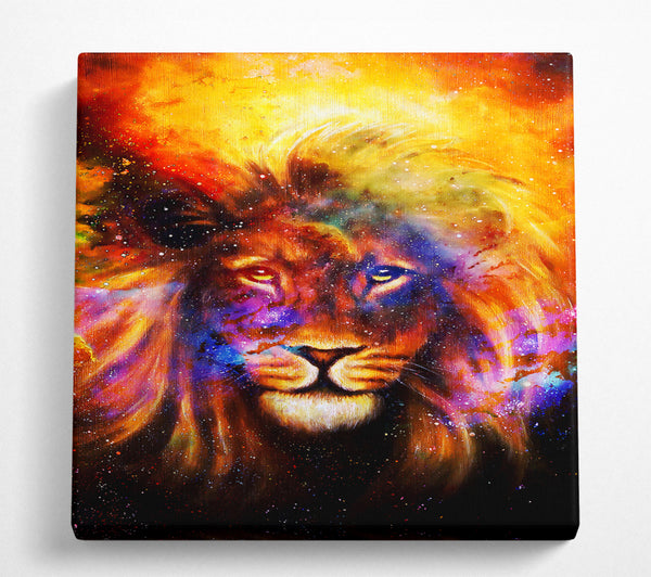 A Square Canvas Print Showing Lion Of The Skies Square Wall Art