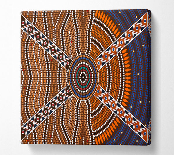 A Square Canvas Print Showing Aboriginal Pattern 2 Square Wall Art