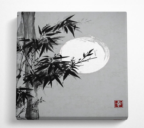 A Square Canvas Print Showing Chinese Bamboo 4 Square Wall Art