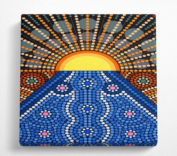 A Square Canvas Print Showing Aboriginal Pattern 9 Square Wall Art