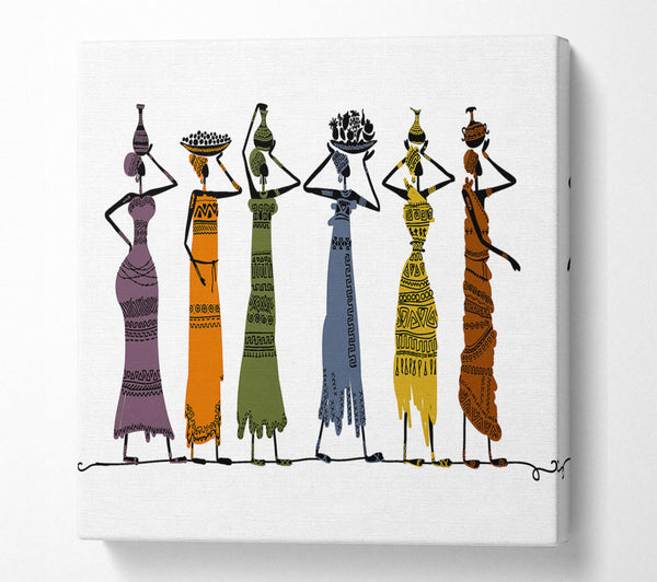 A Square Canvas Print Showing African Tribal Art 23 Square Wall Art