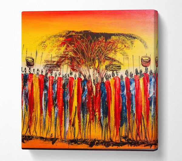 A Square Canvas Print Showing African Tribal Art 15 Square Wall Art